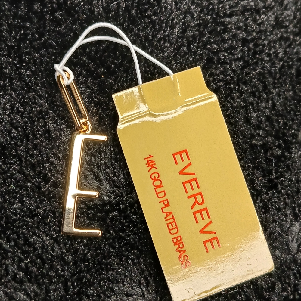 10$ Evereve 14k Gold Plated Brass Initial Charm Pendant Giftable Custom NWT